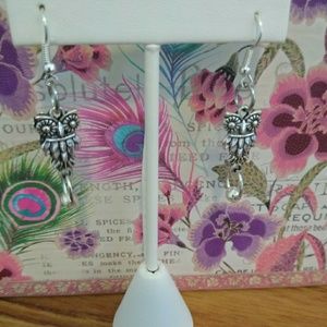 Silver Owl pierced earrings